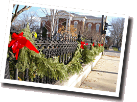 Fence decorated for Christmas