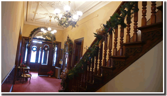 Main floor hallway during the Christmas holliday
